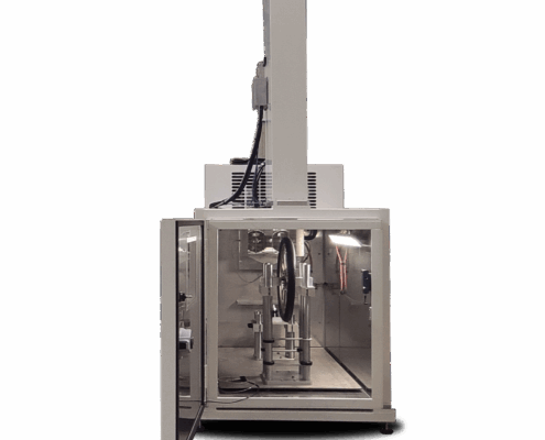 Drop tower for impact tests on wheels and tires