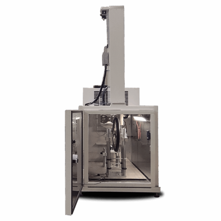 Drop tower for impact tests on wheels and tires